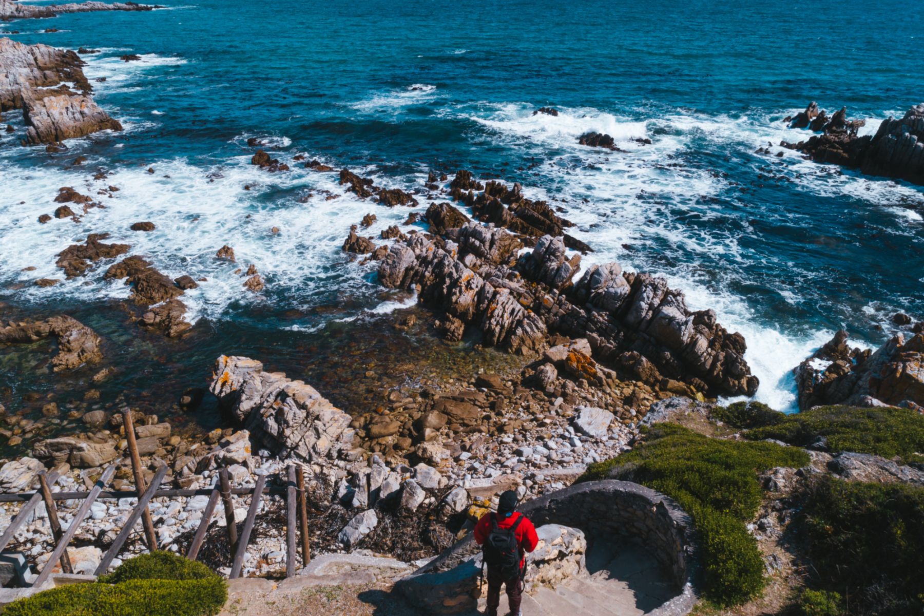 A tourist makes his way down to the De Kalder drip caves in Gansbaai Image Shawn Ugulu